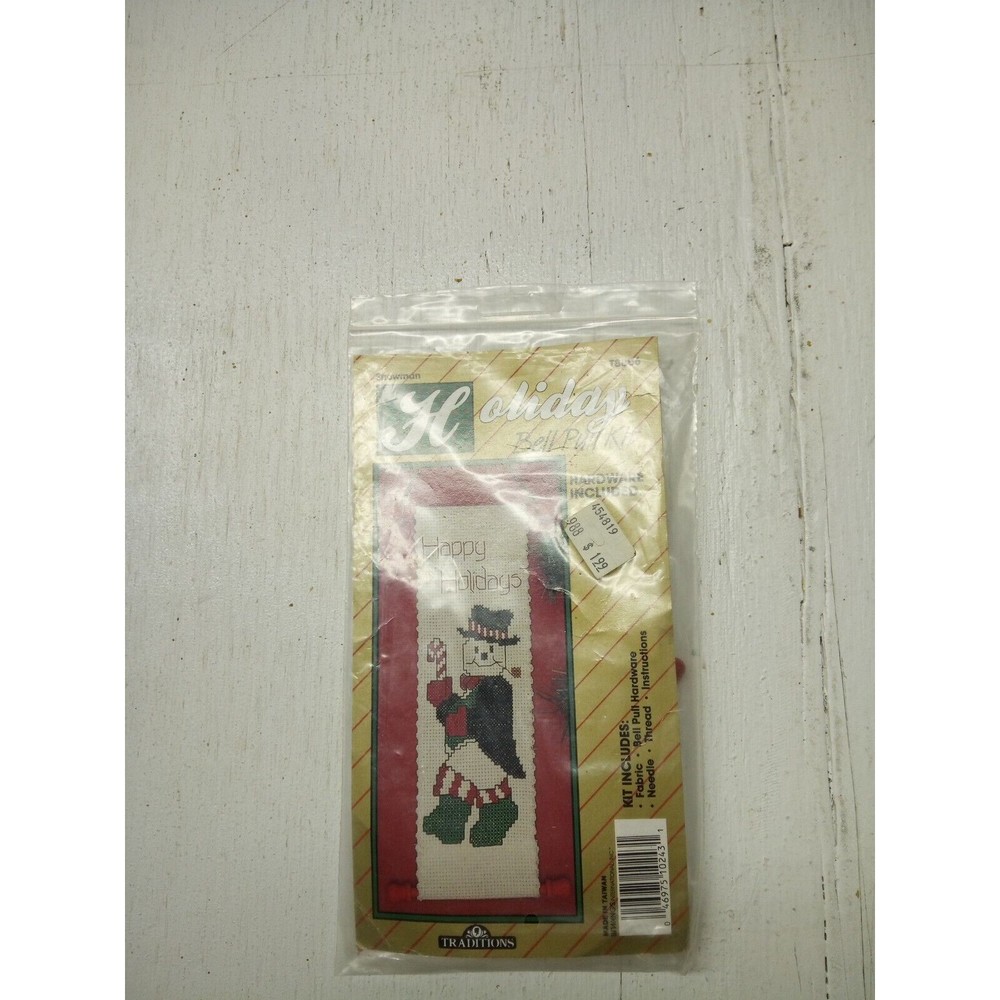 Traditions Cross Stitch Kit Snowman Bell Pull Kit Hardware Included Vintage